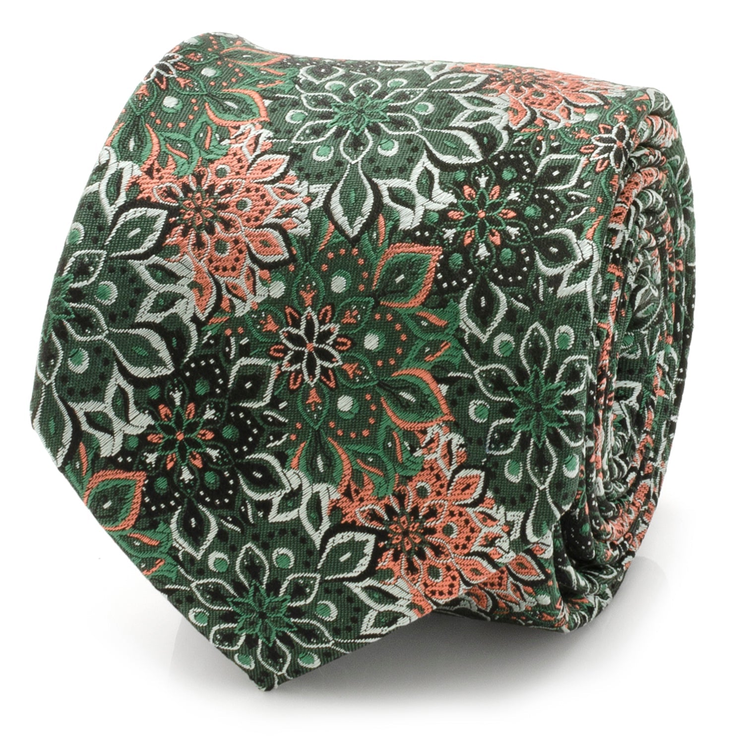  Cufflinks Green Floral Tie and Pocket Square Gift Set - Default Title - Bonton