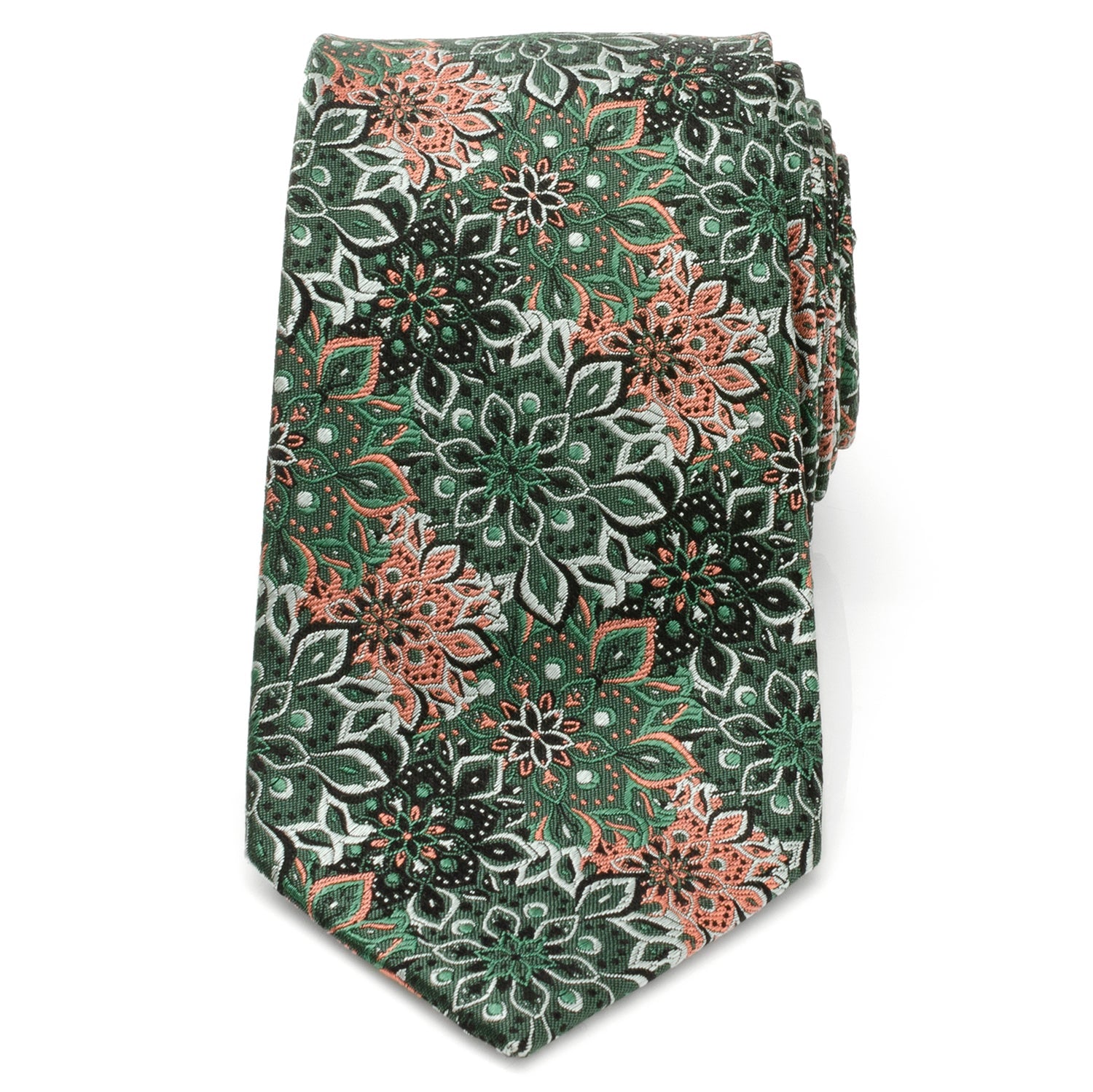  Cufflinks Kaleido Floral Coral Accented Men's Tie - Default Title - Bonton