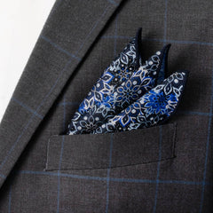 Navy Floral Tie and Pocket Square Gift Set