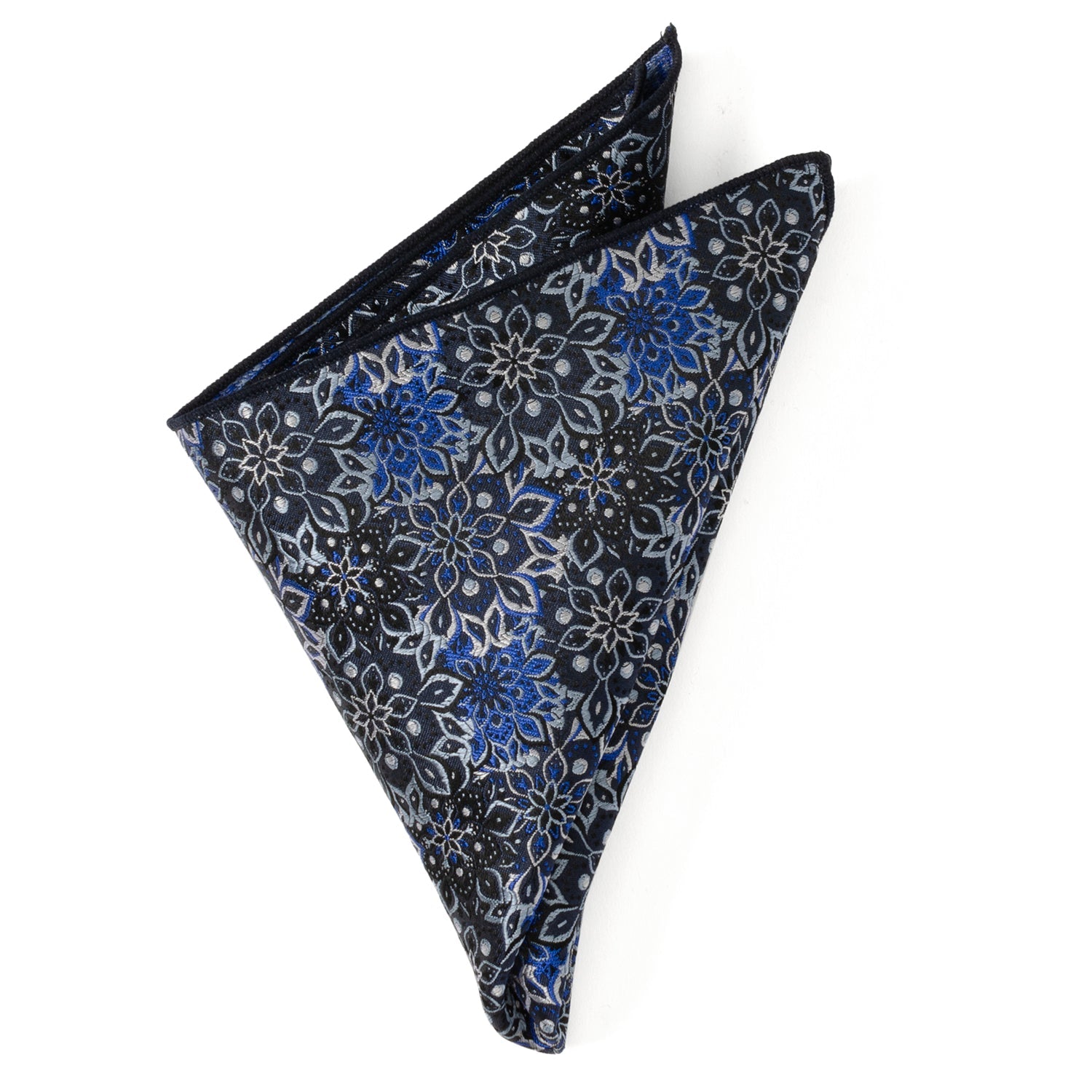  Cufflinks Navy Floral Pocket Square - Default Title - Bonton