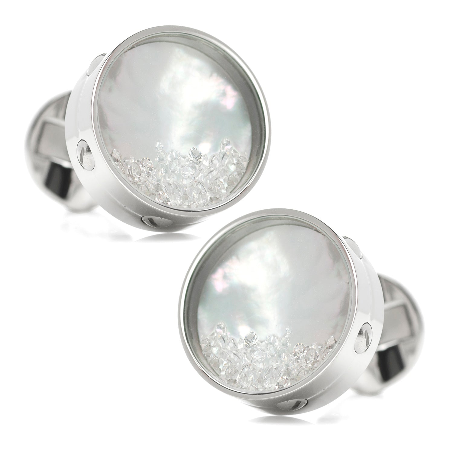  Cufflinks Mother of Pearl Floating Crystals Cufflinks - Default Title - Bonton