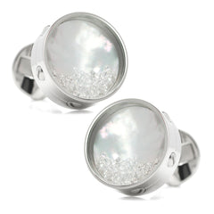 Mother of Pearl Floating Crystals Cufflinks