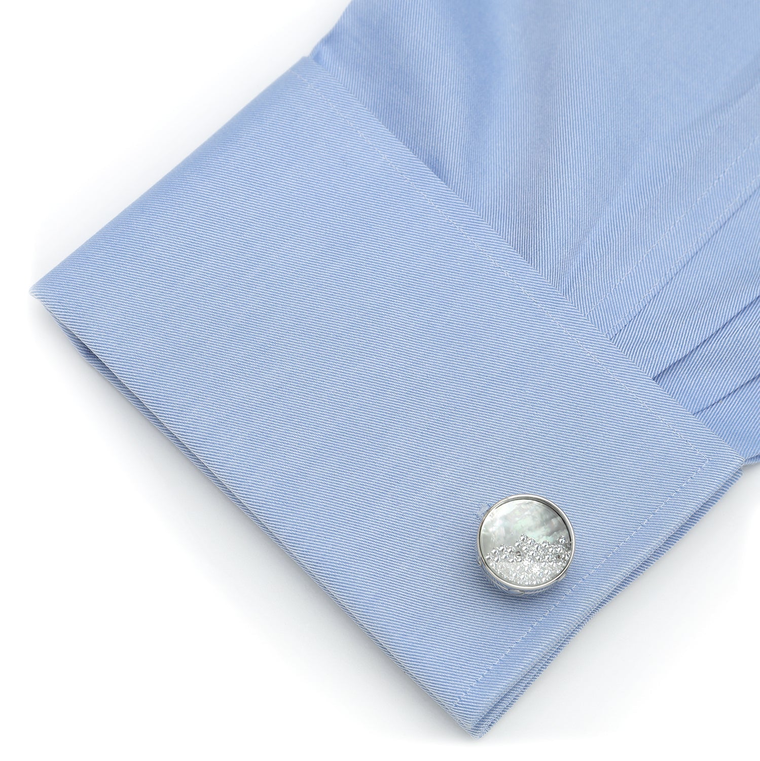  Cufflinks Mother of Pearl Floating Crystals Cufflinks - Default Title - Bonton