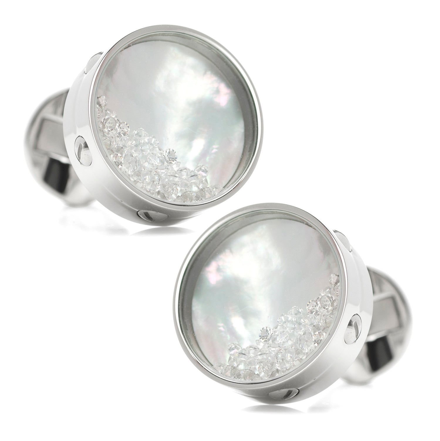  Cufflinks Mother of Pearl Floating Crystals Cufflinks - Default Title - Bonton