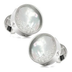 Mother of Pearl Floating Crystals Cufflinks