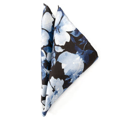 Painted Floral Black Pocket Square