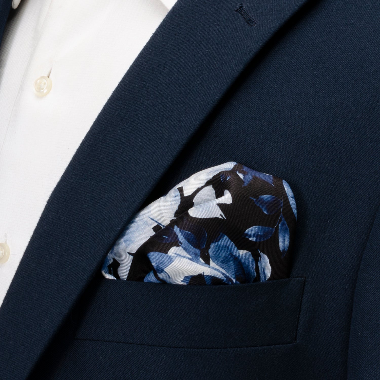  Cufflinks Painted Floral Black Pocket Square - Default Title - Bonton