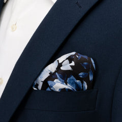 Painted Floral Black Pocket Square