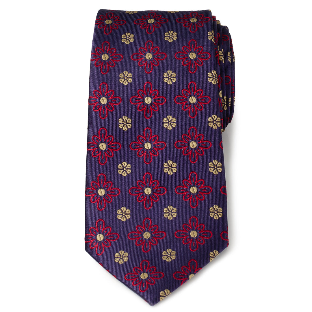  Cufflinks Deep Purple Floral Men's Tie - Default Title - Bonton