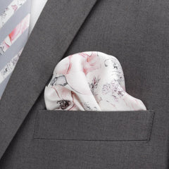 Painted Floral Gray Pocket Square