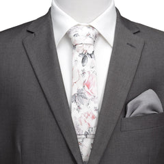 Painted Floral Gray Silk Men's Tie