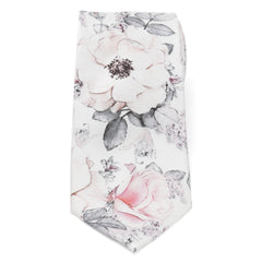 Painted Floral Gray Silk Men's Tie