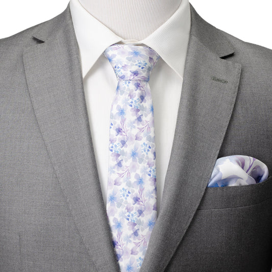 Watercolor Lavender Mix Print Silk Men's Tie