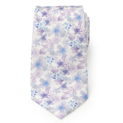 Watercolor Lavender Mix Print Silk Men's Tie