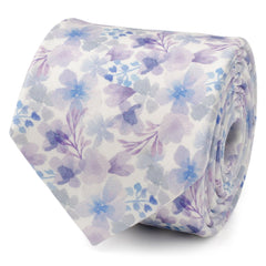 Watercolor Lavender Mix Print Silk Men's Tie