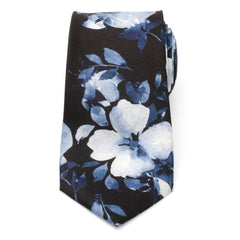 Painted Floral Black Silk Men's Tie