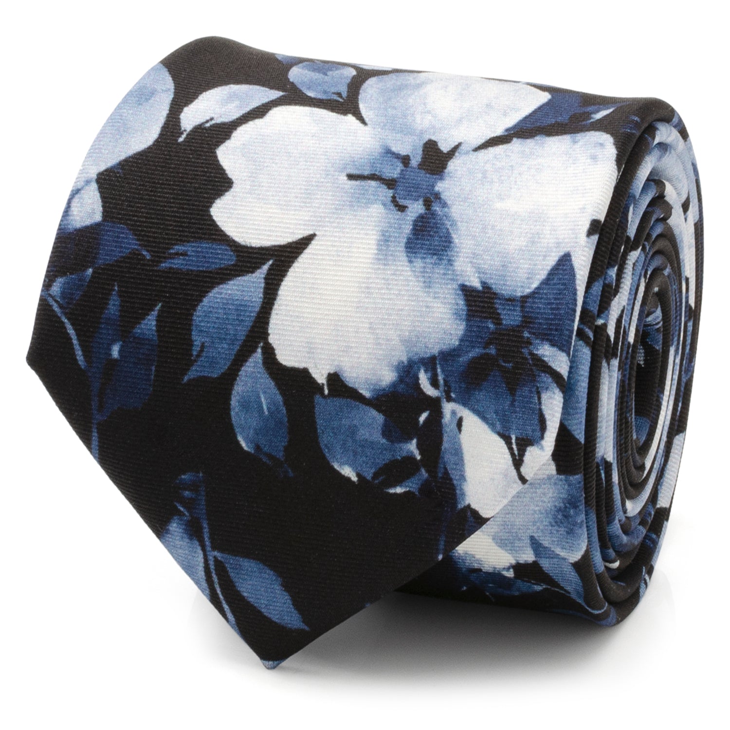  Cufflinks Painted Floral Black Silk Men's Tie - Default Title - Bonton