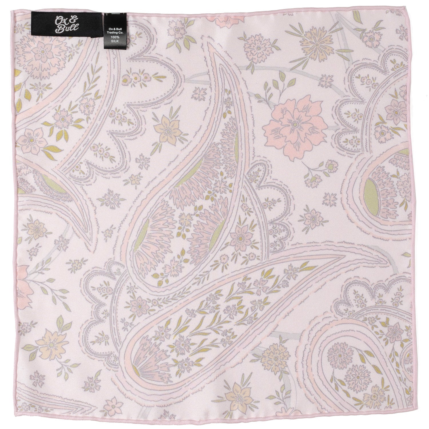  Cufflinks Floral Blush Paisley Pocket Square - Default Title - Bonton