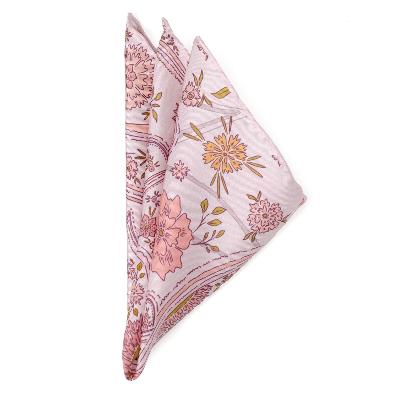  Cufflinks Floral Blush Paisley Pocket Square - Default Title - Bonton