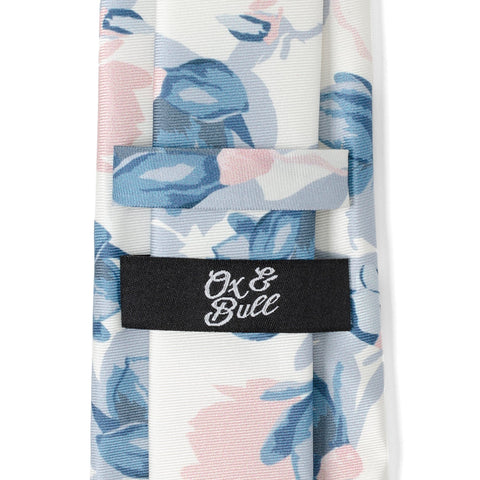 White Floral Patterned Printed Men's Tie