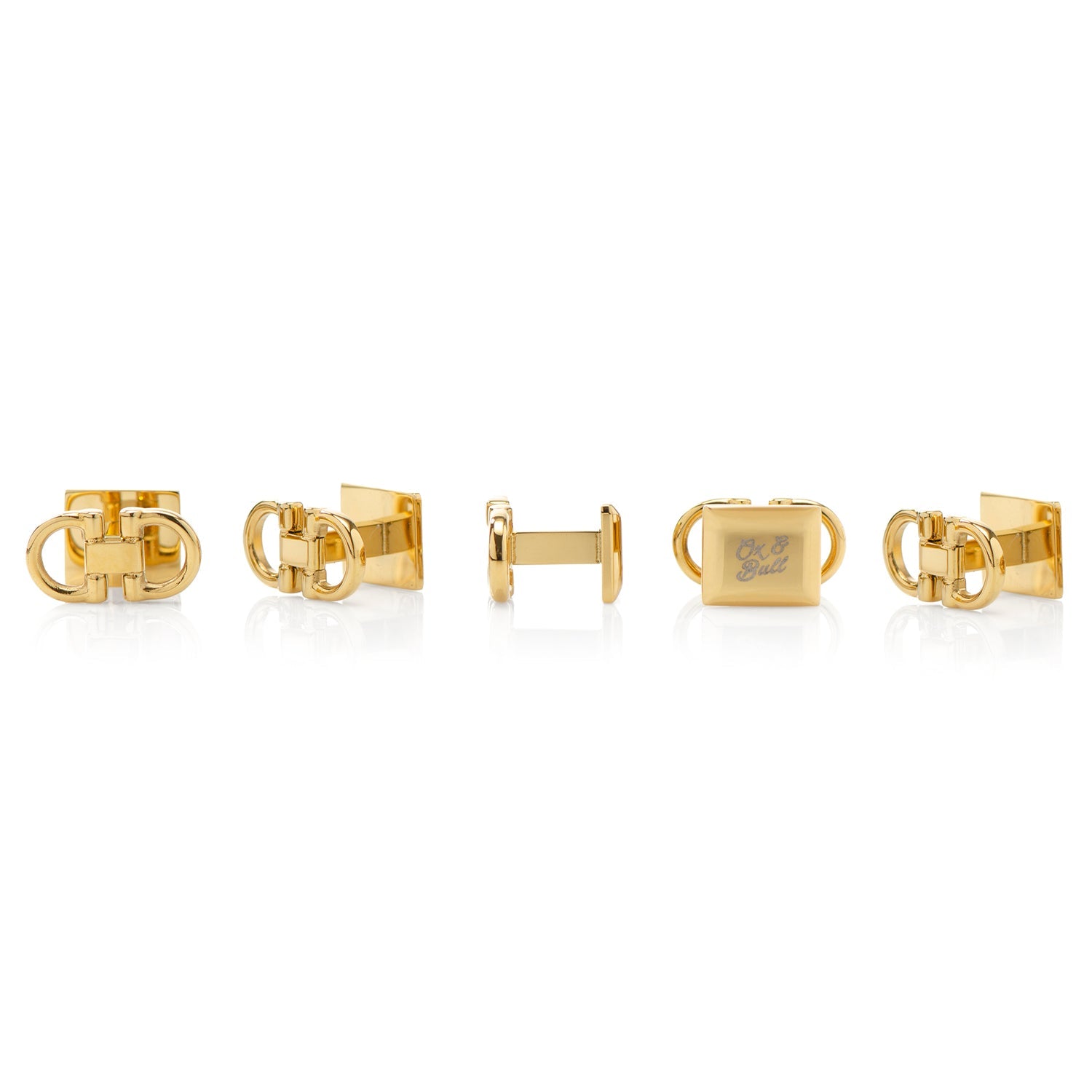  Cufflinks Horse Bit Gold Stainless Steel 5-Stud Set - Default Title - Bonton