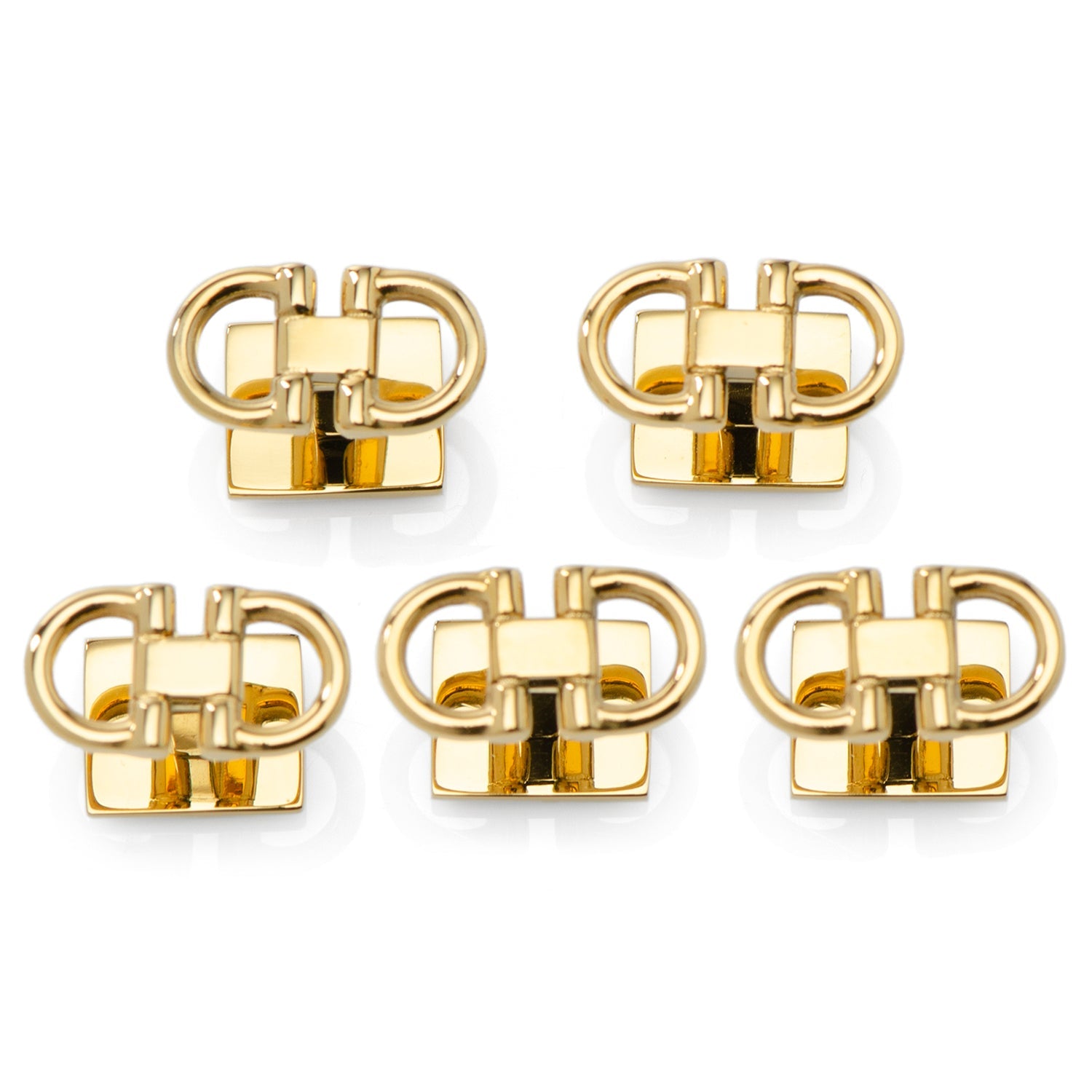  Cufflinks Horse Bit Gold Stainless Steel 5-Studs - Default Title - Bonton