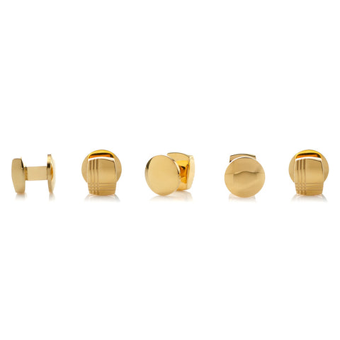 Stainless Steel Gold Tartan Plaid 5-Studs