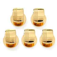 Stainless Steel Gold Tartan Plaid 5-Studs