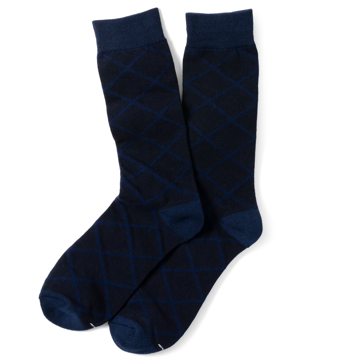  Cufflinks Grid Navy Men's Socks - Default Title - Bonton