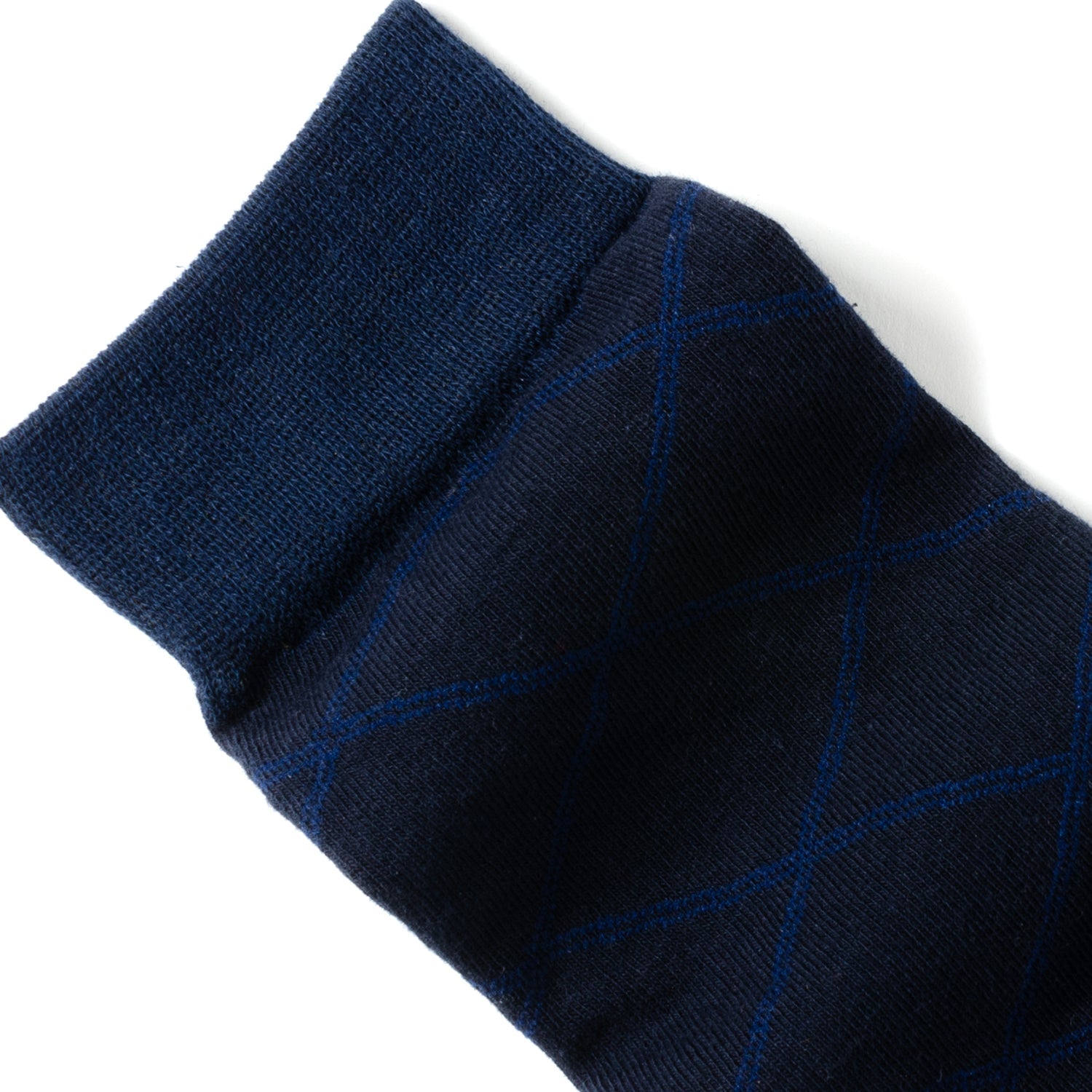  Cufflinks Grid Navy Men's Socks - Default Title - Bonton