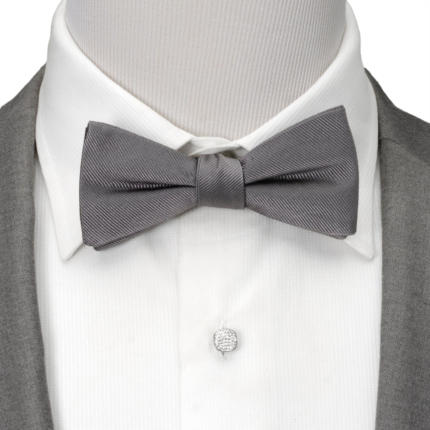  Cufflinks Gray Silk Bow Pre-Tie - Default Title - Bonton