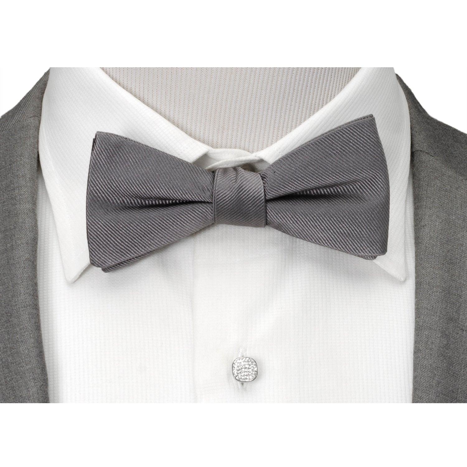  Cufflinks Gray Silk Bow Pre-Tie - Default Title - Bonton