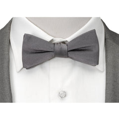 Gray Silk Bow Pre-Tie