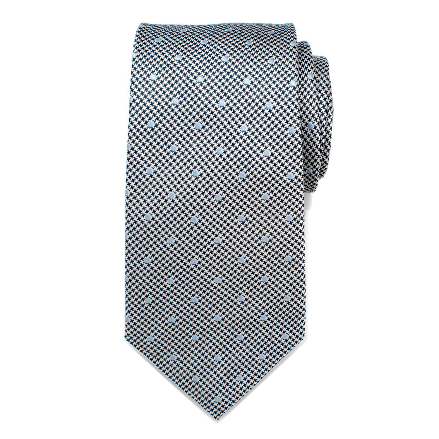  Cufflinks Dotted Herringbone Gray Silk Tie - Default Title - Bonton