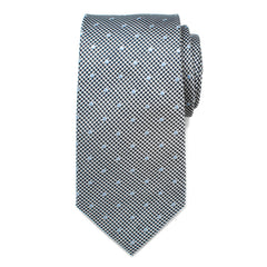 Dotted Herringbone Gray Silk Tie