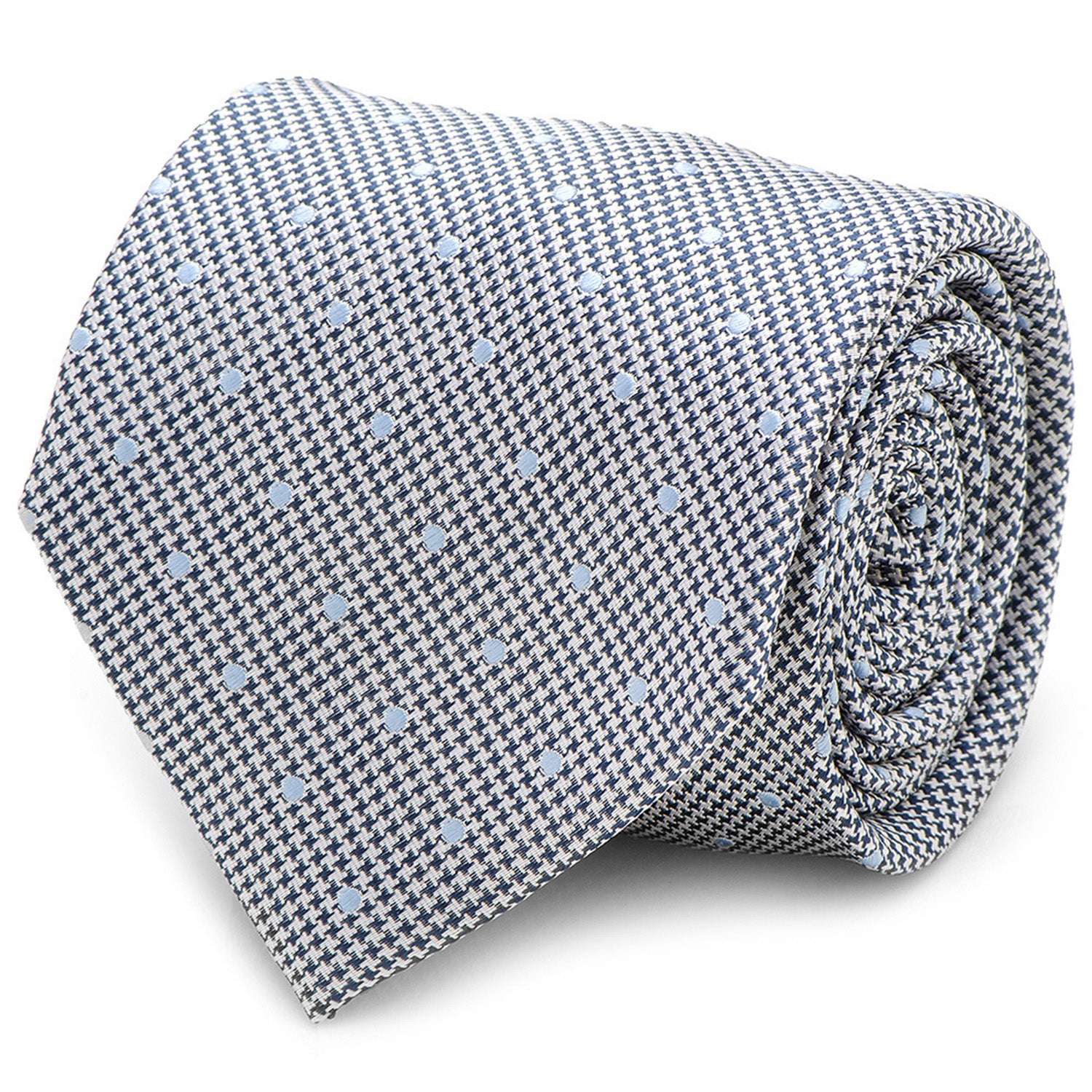  Cufflinks Dotted Herringbone Gray Silk Tie - Default Title - Bonton