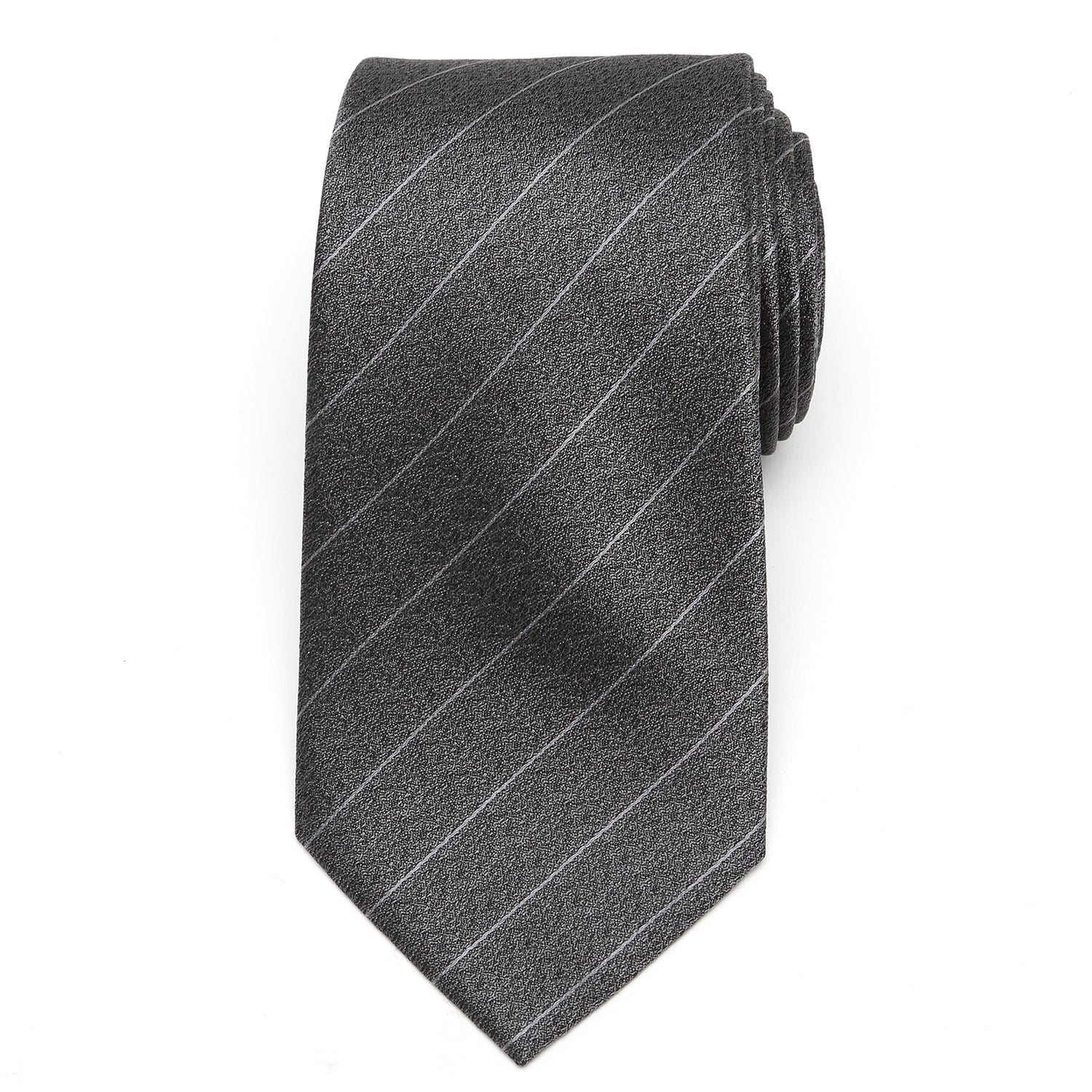  Cufflinks Woven Gray Stripe Men's Tie - Default Title - Bonton