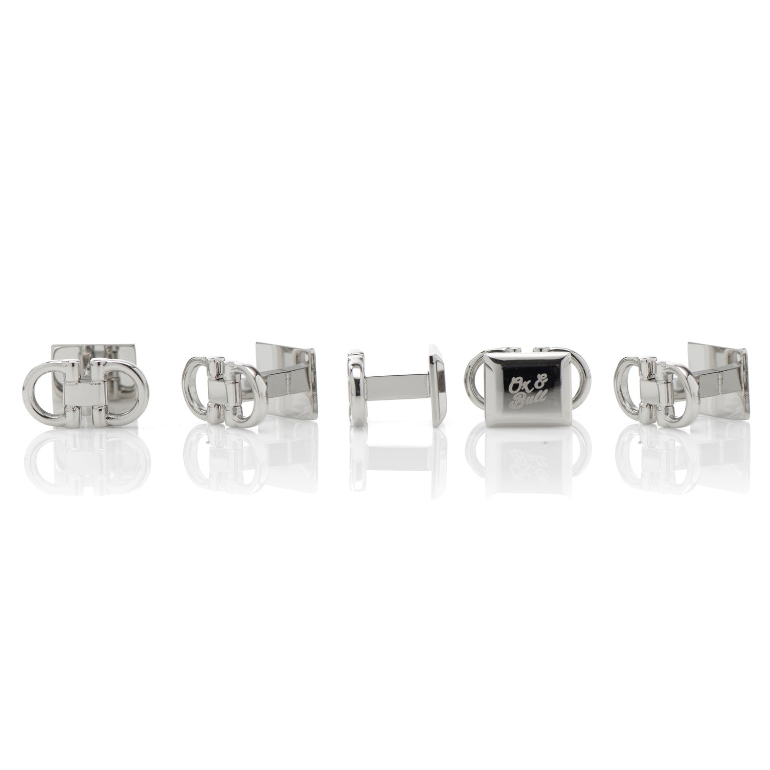  Cufflinks Horse Bit Stainless Steel 5-Stud Set - Default Title - Bonton