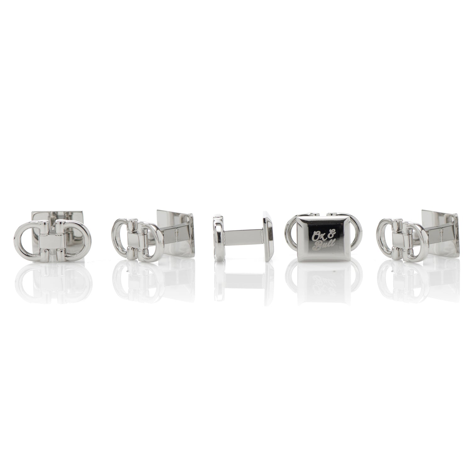  Cufflinks Horse Bit Stainless Steel 5-Studs - Default Title - Bonton