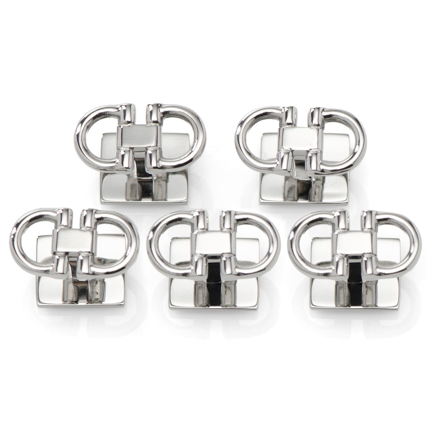  Cufflinks Horse Bit Stainless Steel 5-Studs - Default Title - Bonton