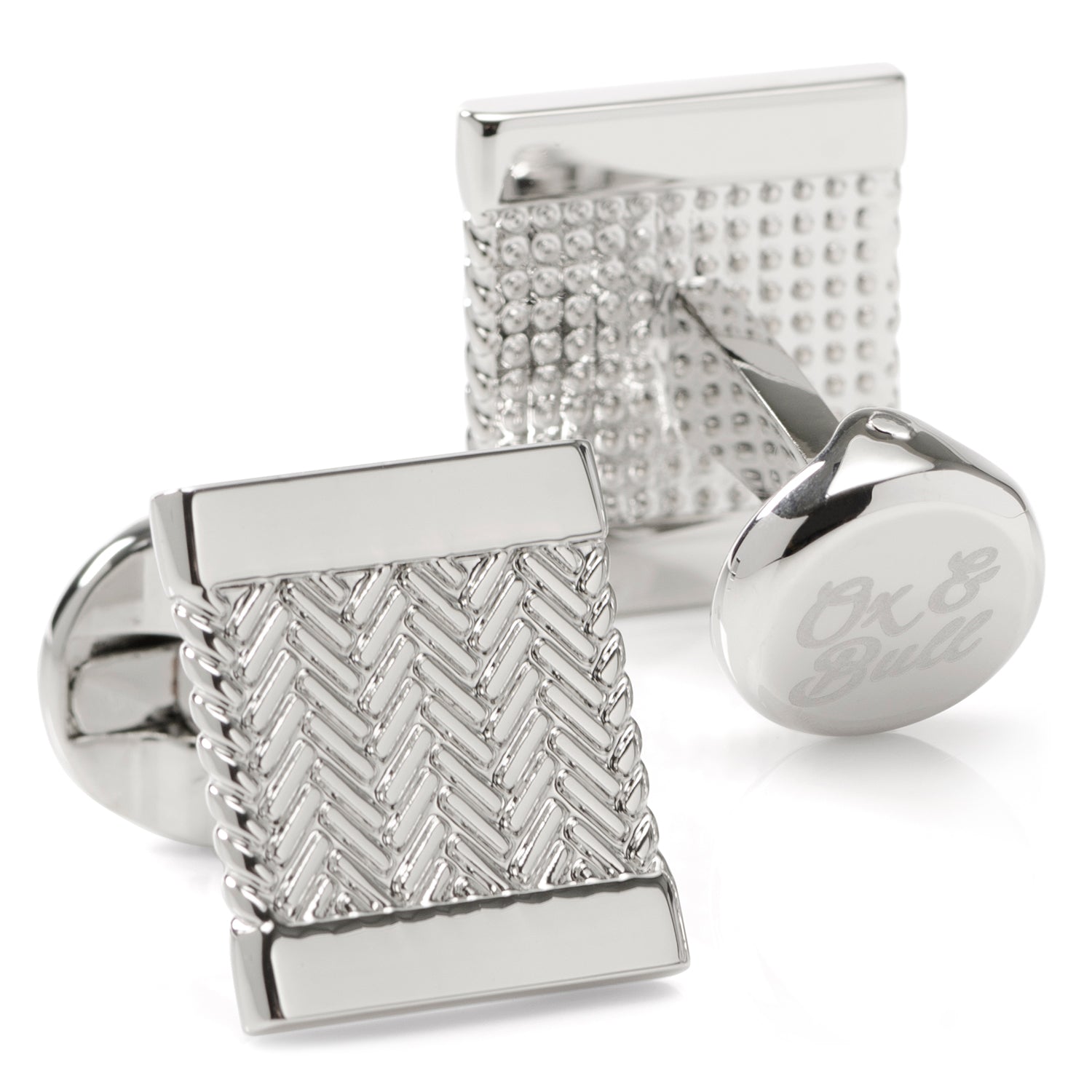  Cufflinks Silver Herringbone Cufflinks - Default Title - Bonton