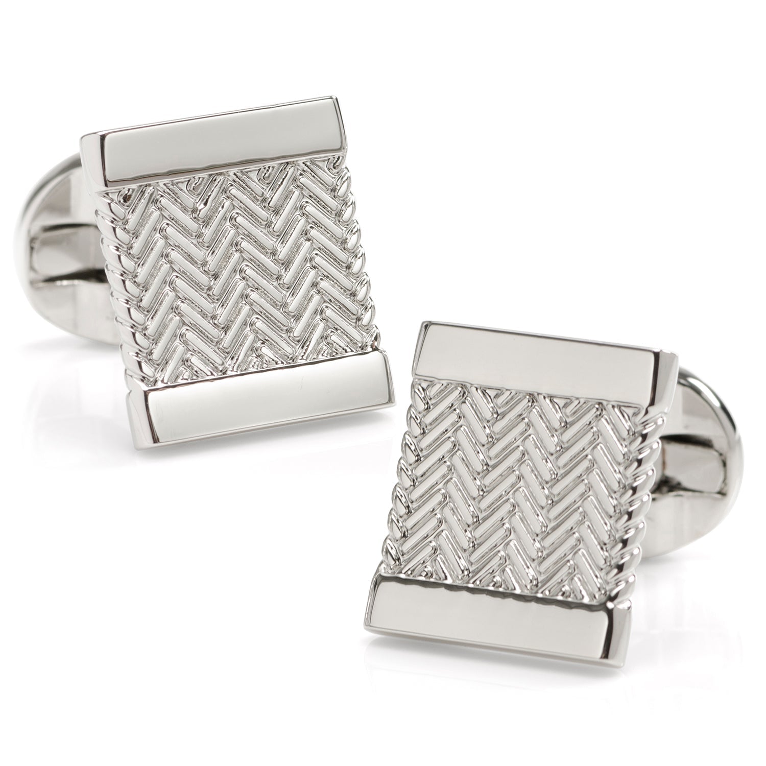  Cufflinks Silver Herringbone Cufflinks - Default Title - Bonton