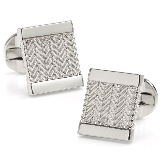 Silver Herringbone Cufflinks