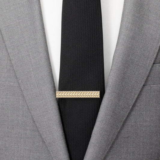 Antique Gold Herringbone Tie Clip