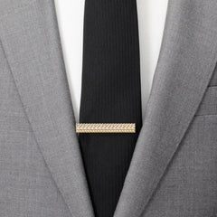 Antique Gold Herringbone Tie Clip