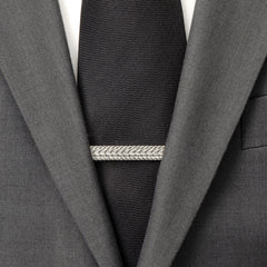 Antique Silver Herringbone Tie Clip