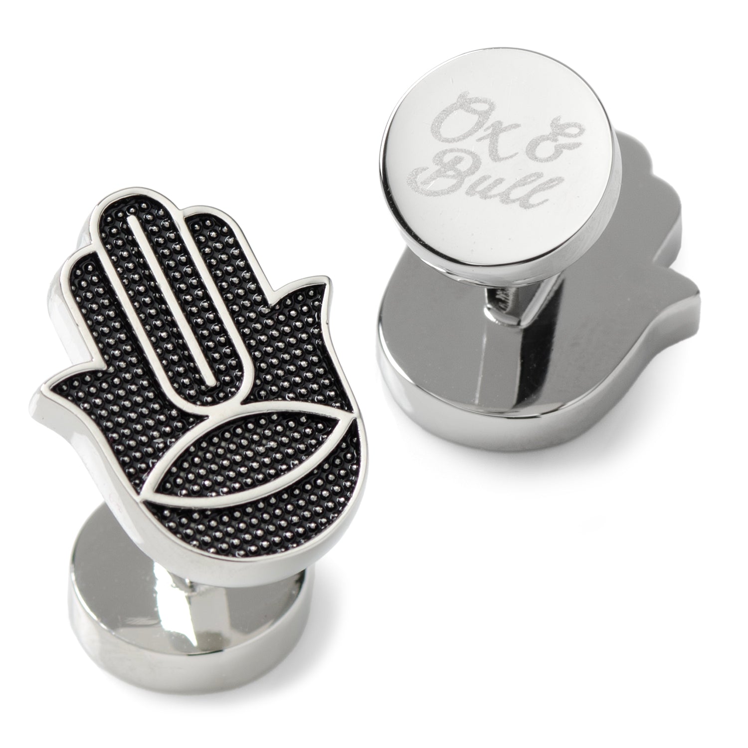  Cufflinks Hamsa Textured Silver Cufflinks - Default Title - Bonton