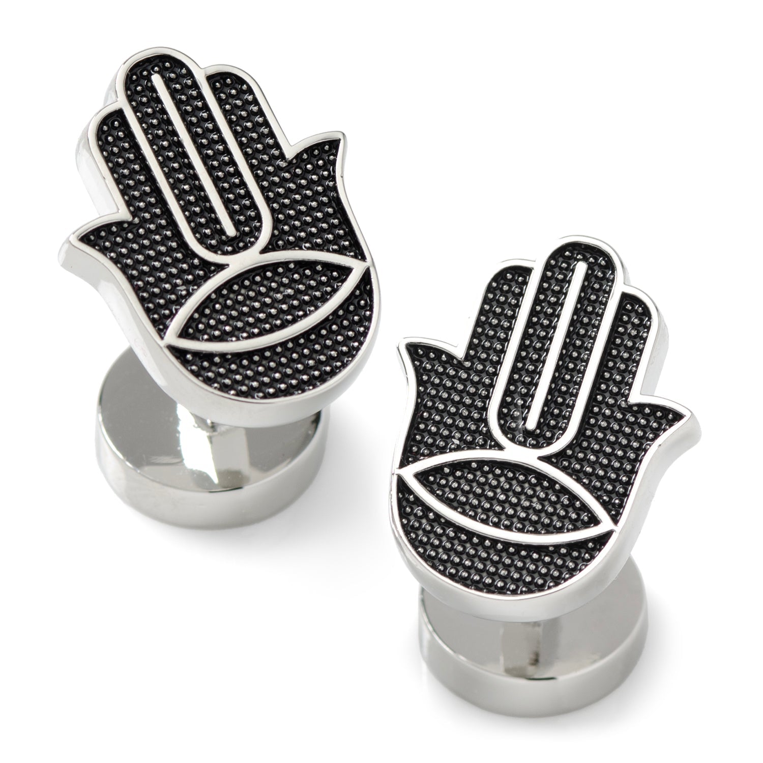  Cufflinks Hamsa Textured Silver Cufflinks - Default Title - Bonton