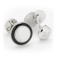 Jade With Onyx Ring Stainless Steel Cufflinks