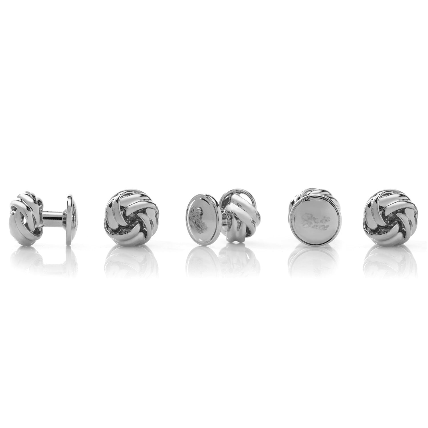  Cufflinks Black and Silver Knot 5-Stud Set - Default Title - Bonton